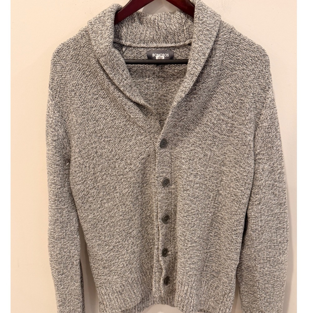 Bonobos Mens Slim Fit Shawl Collar Cardigan Sweater Grey Marled 100% Cotton S